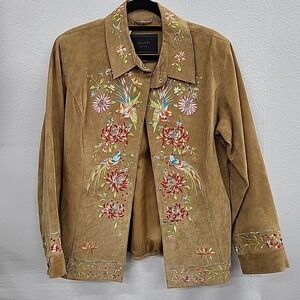 Avanti New York Suede Leather Jacket, Stitch Design, Beige, Large